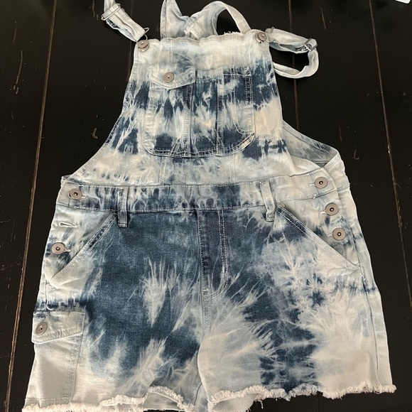 Tye Dye Denim Jean Overalls short jumper - Picture 1 of 2